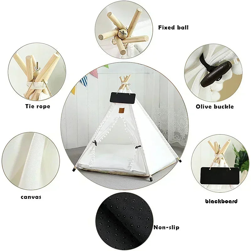 Pet Teepee Tent - Cat Teepee Bed - Dog Teepee House