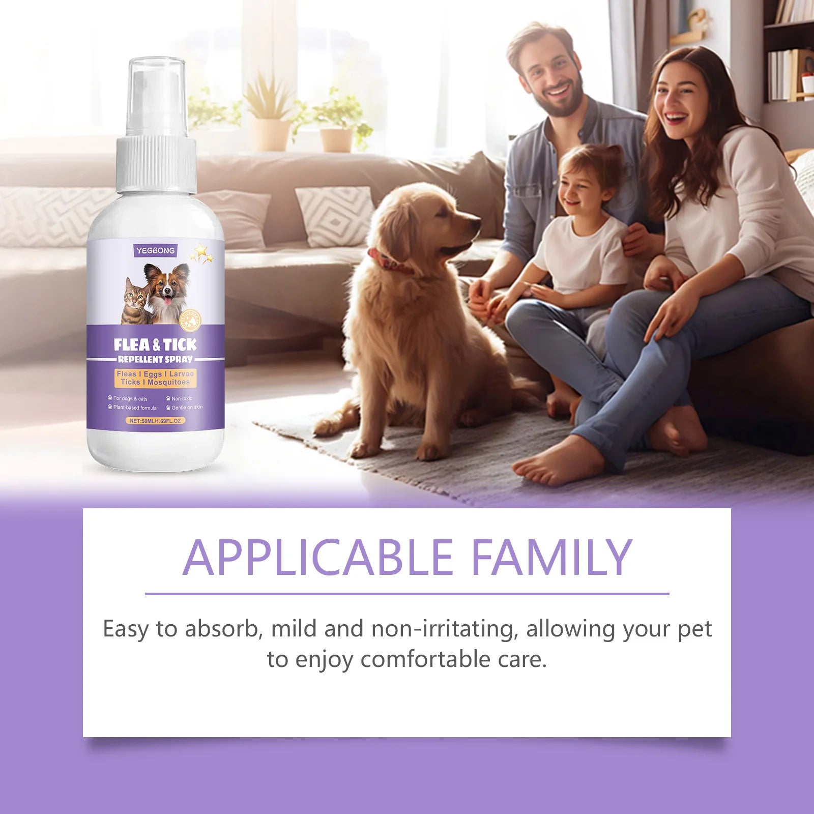 Flea and Tick Spray - Pet Flea Prevention - Dog Cat Tick Control