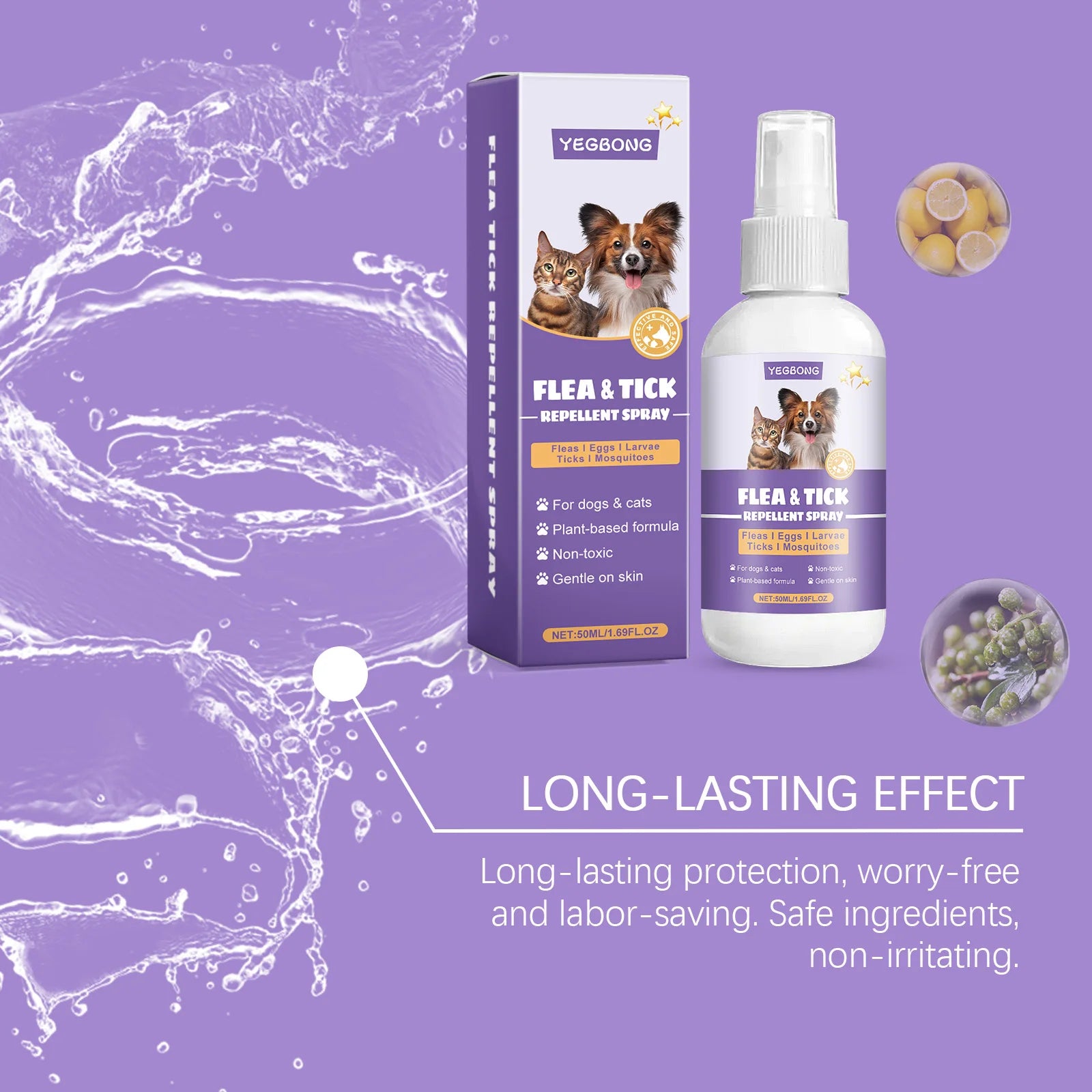 Flea and Tick Spray - Pet Flea Prevention - Dog Cat Tick Control