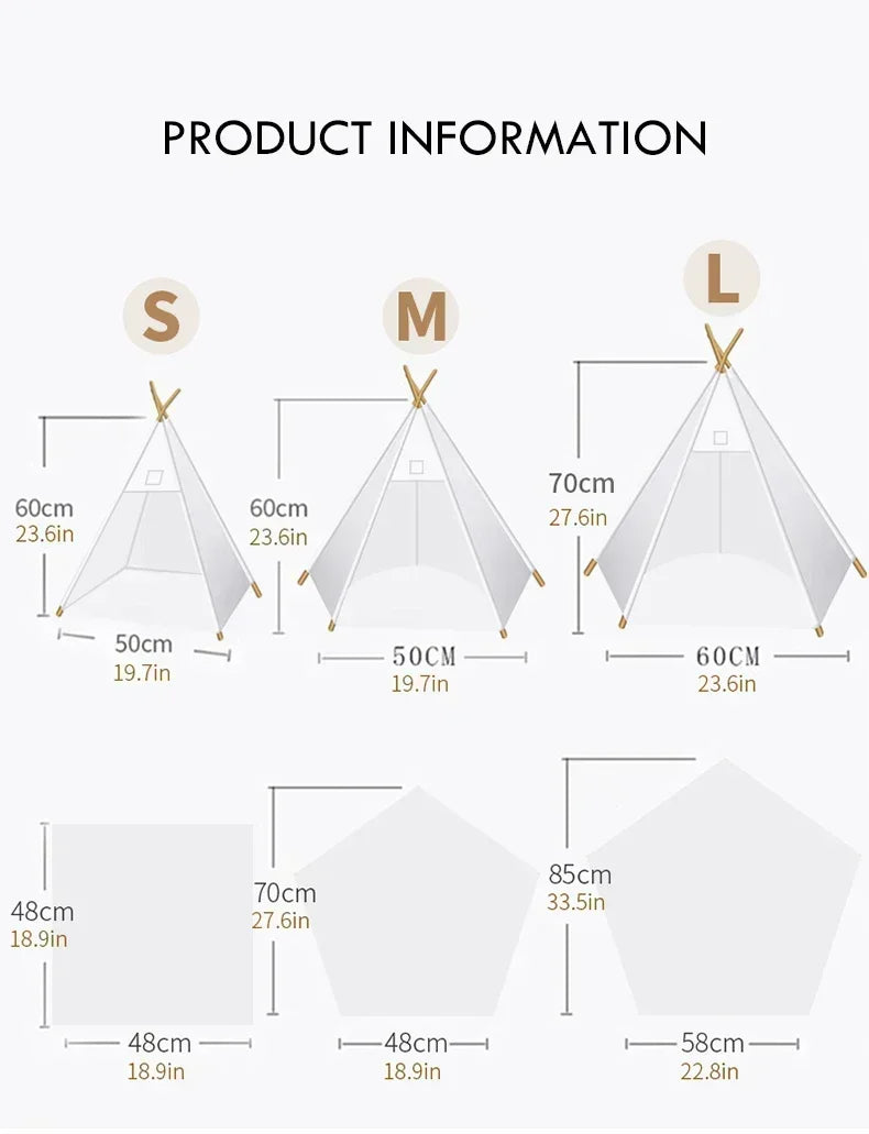 Pet Teepee Tent - Cat Teepee Bed - Dog Teepee House
