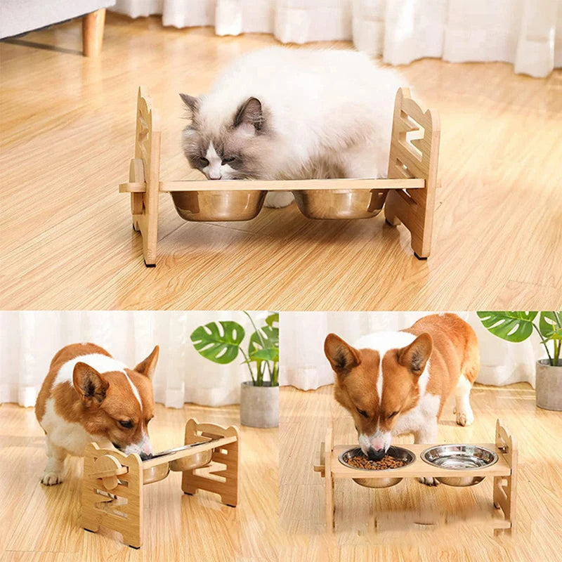 Elevated Pet Bowl Stand - Adjustable Bowl Stand