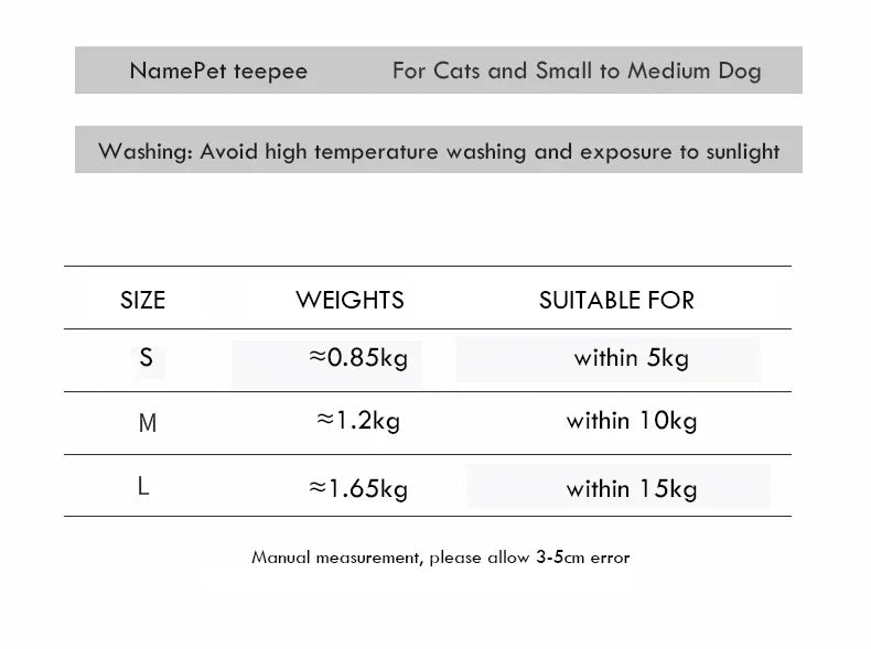 Pet Teepee Tent - Cat Teepee Bed - Dog Teepee House