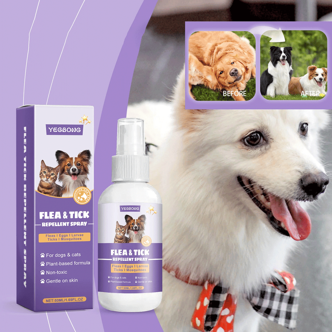 Flea and Tick Spray - Pet Flea Prevention - Dog Cat Tick Control